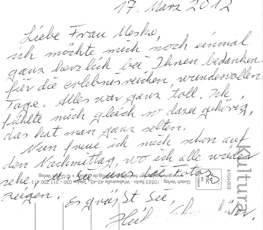Brief vonHarald M., 75 aus HH